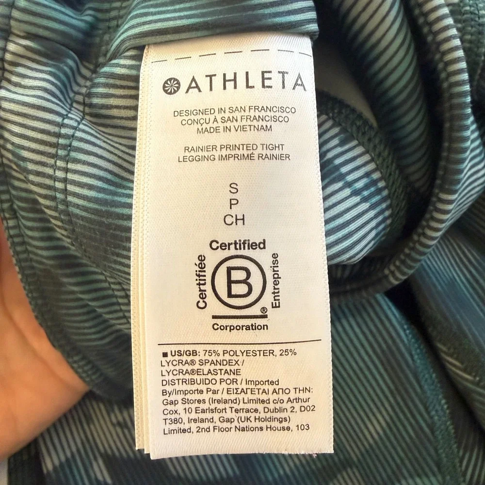 Athleta Rainier Printed Tight Leggings Teal Black Floral Camo High Rise Small‎